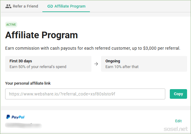 webshare推廣佣金到賬了